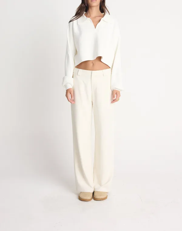 Cropped Soft Off White Knitted Jumper