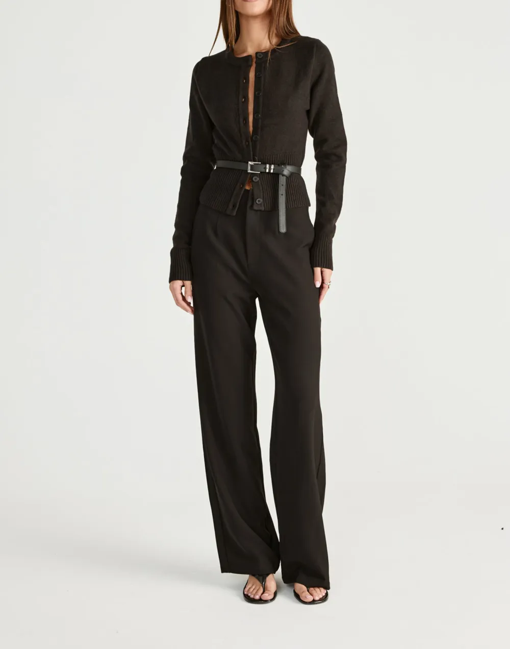 Stretch Ribbed-Knit Button-Down Top